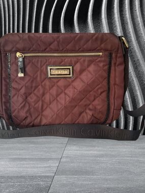 Calvin Klein Quilted Crossbody Bag in Burgundy